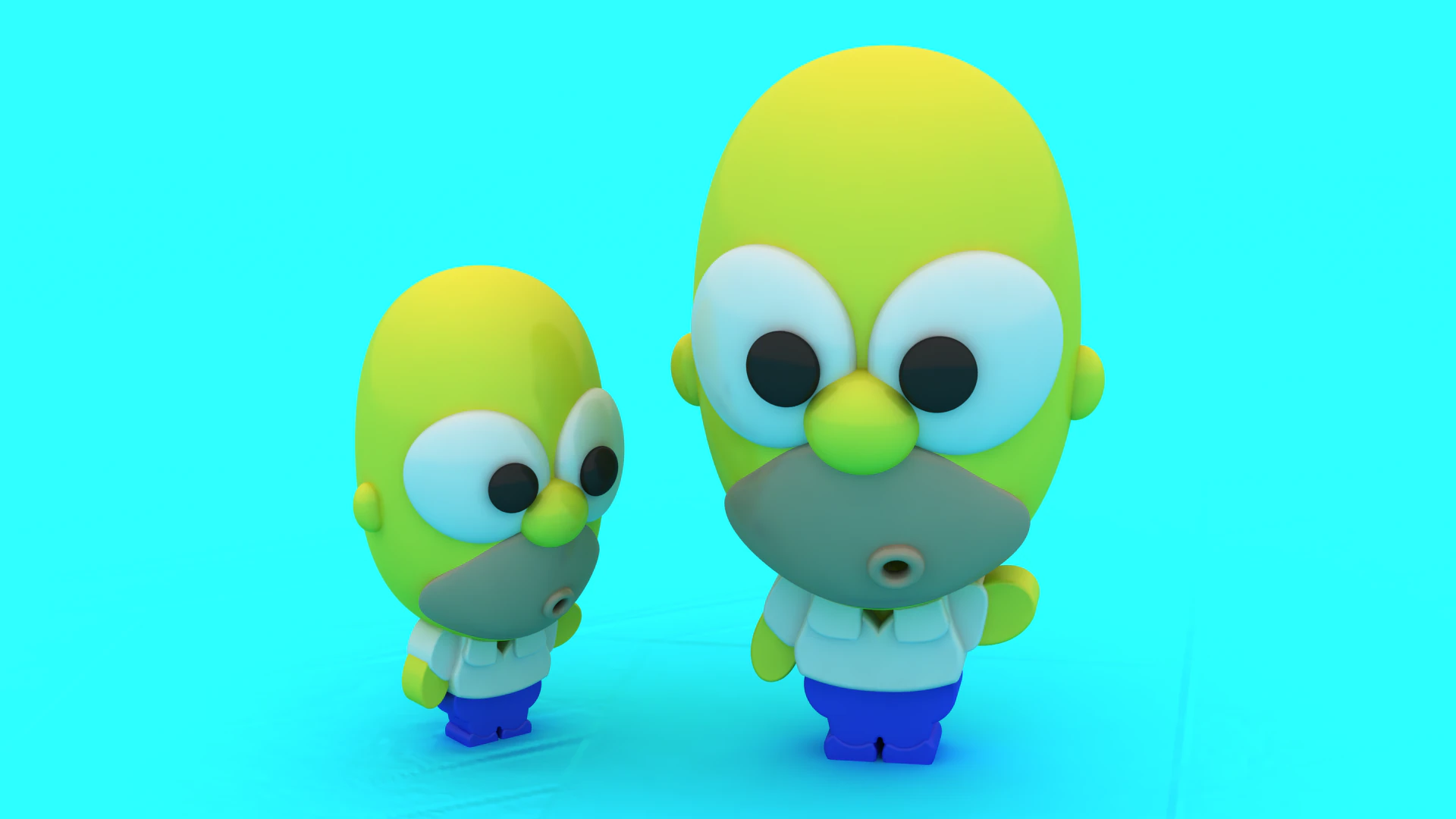 Cute Cartoon Dad Kid Duo Figurine Stylized Family Character Toy Collectible STLCute 3D Print Model .c4d .max .obj .3ds .fbx .stl .blend 