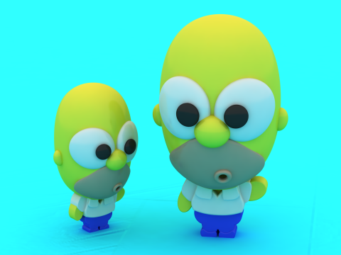 Patung Duo Anak Ayah Kartun Lucu Mainan Karakter Keluarga Bergaya Koleksi STLCute Model Cetak 3D