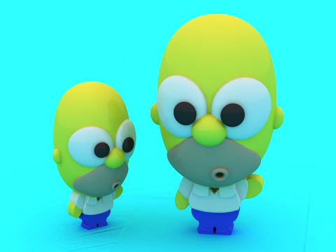 可爱的卡通爸爸孩子双人雕像风格化家庭角色玩具收藏品 STLCute 3D 打印模型