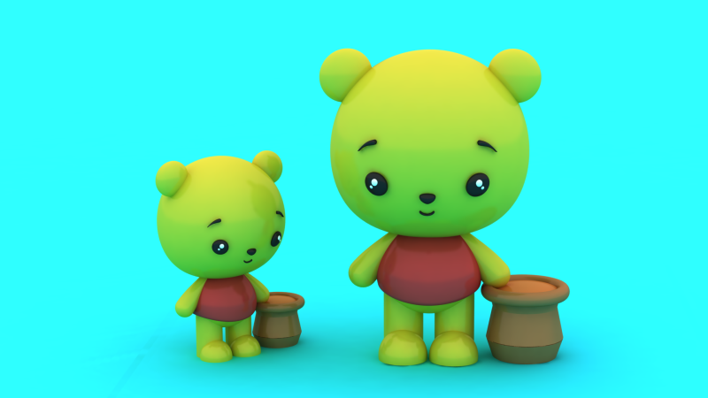 Simpatico duo di orsi con vasetti di miele Adorabili personaggi dei cartoni animati stampabili in 3D Modello di stampa 3D .c4d .max .obj .3ds .fbx .stl .blend