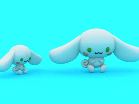 Patung Duo Kelinci Lucu Mainan Cetak 3D Pasangan Kelinci Chibi yang Menggemaskan Model Cetak 3D