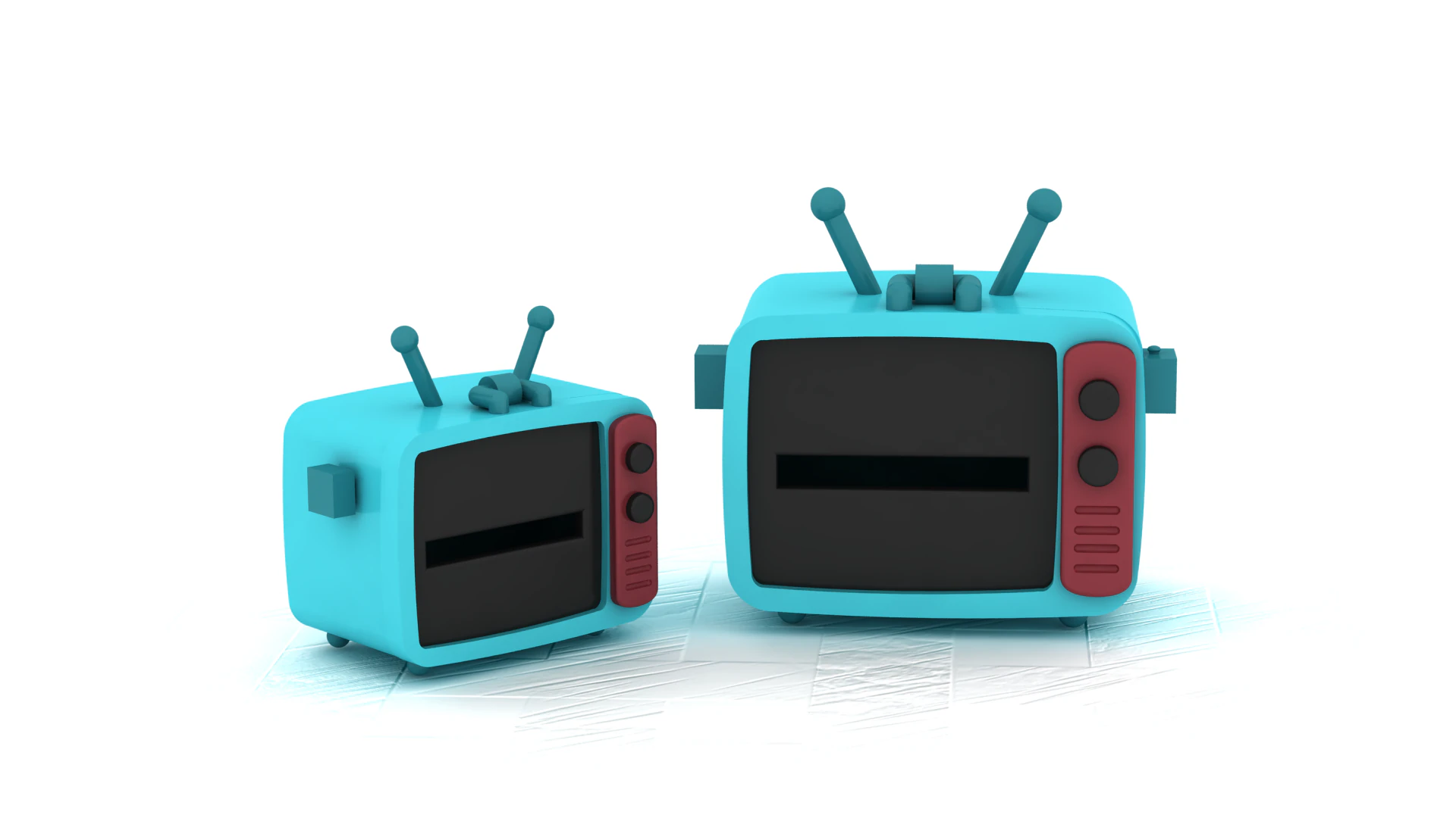 Retro TV DuoCute Cartoon Television Set 3D Print Model .c4d .max .obj .3ds .fbx .stl .blend 