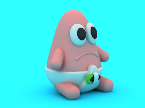 Грустный ребенок-капля, родитель, милый мультипликационный персонаж 3D Принт Модель