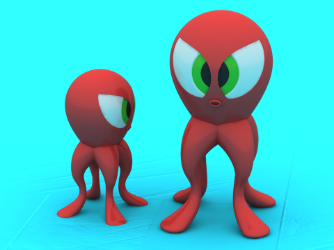 Cute Alien Octopus Du Stylized Cartoon Creature 3D Print Model