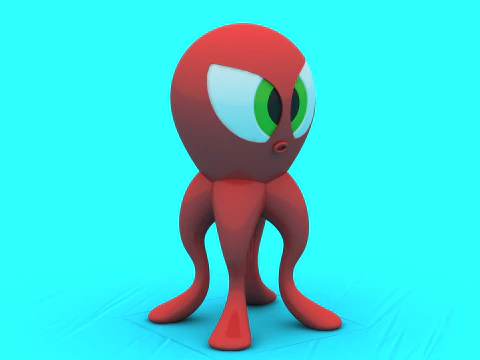 Cute Alien Octopus Du Stylized Cartoon Creature 3D Print Model
