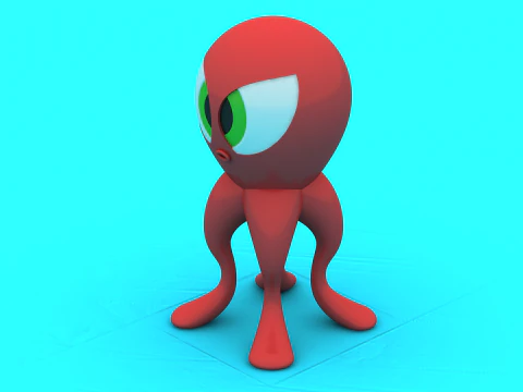 Cute Alien Octopus Du Stylized Cartoon Creature 3D Print Model