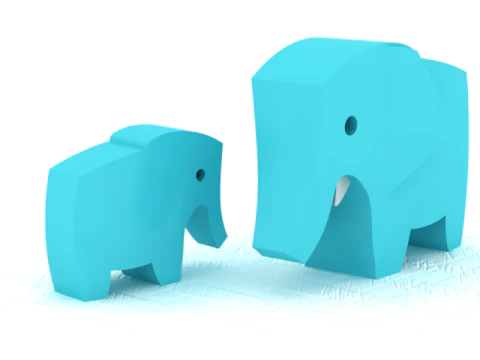 Minimal Elephant Duo Figurine Modern Abstract Animal Sculpture 3D Print Model