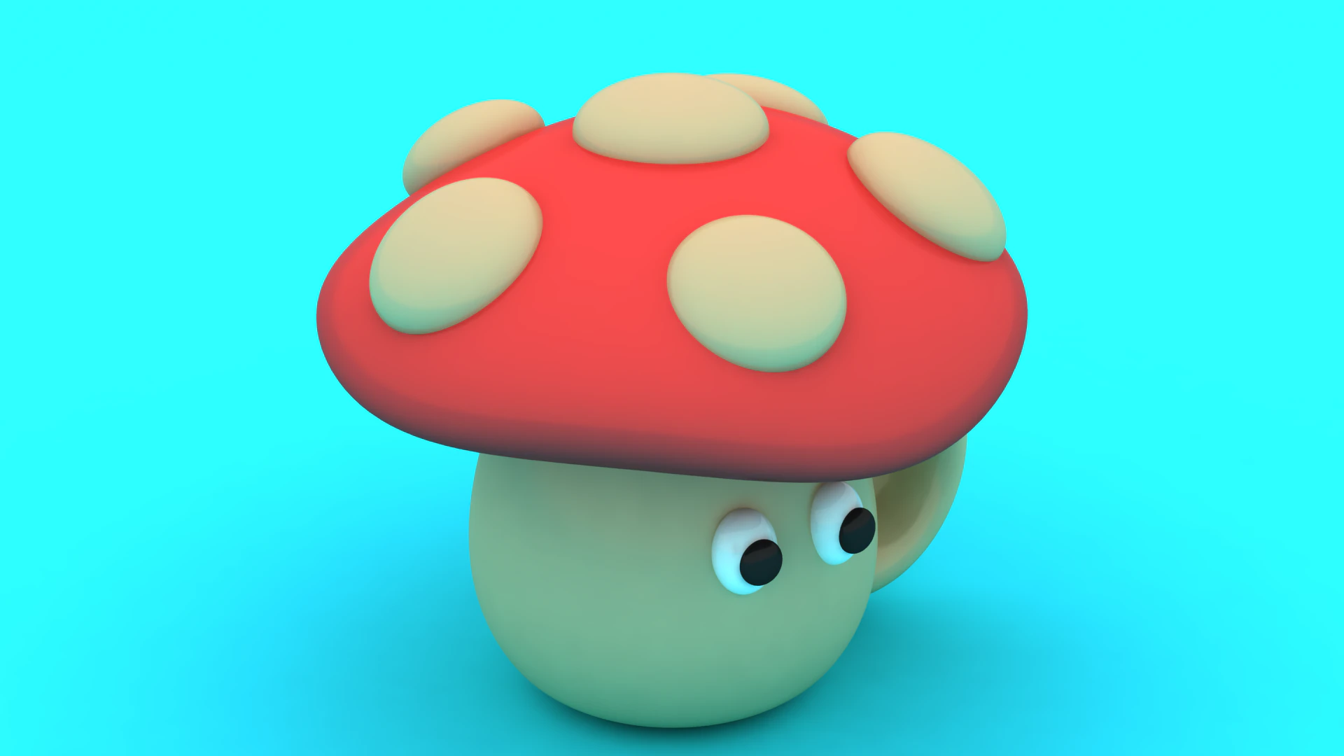 Cute Mushroom Mug Characters Stylized 3D Cartoon Fantasy Model 3D Print Model .c4d .max .obj .3ds .fbx .stl .blend