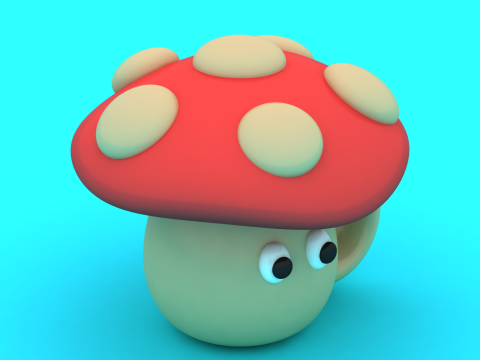 Niedliche Pilzbecher-Figuren stilisiertes 3D-Cartoon-Fantasie-Modell 3D Druckmodell