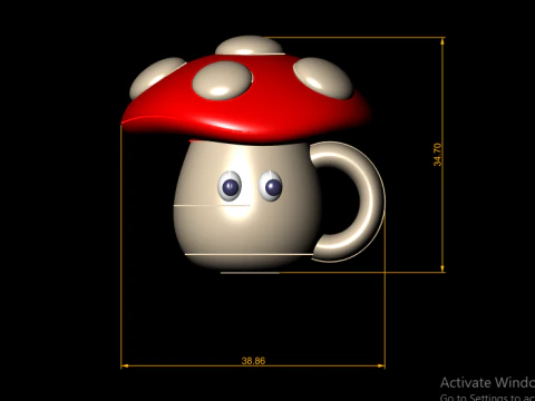 Cute Mushroom Mug Characters Stylized 3D Cartoon Fantasy Model 3D Print Model