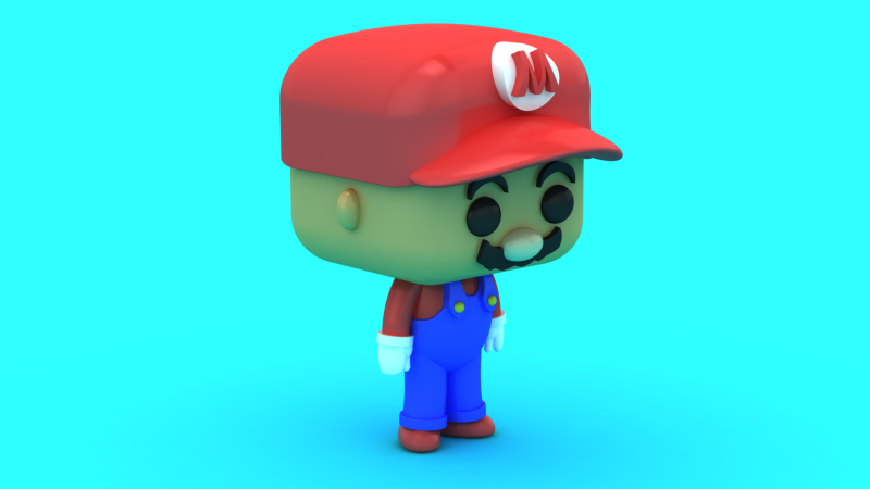 Gestileerd Mario-ge&iuml;nspireerd Chibi-personage Leuk spelfiguur Collectiblec 3D printmodel .c4d .max .obj .3ds .fbx .stl .blend 