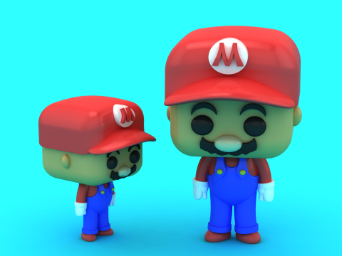 Gestileerd Mario-ge&iuml;nspireerd Chibi-personage Leuk spelfiguur Collectiblec 3D printmodel