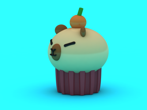 3D-модель для друку Kawaii Cute Bear Cupcake Figurine 3D Принт Модель