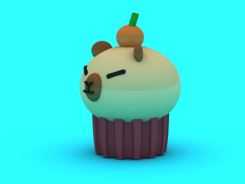 Simpatico orsetto cupcake figurine Kawaii modello stampabile 3D Modello di stampa 3D