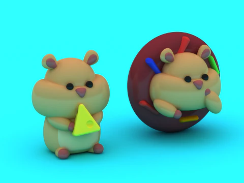 かわいいハムスターのおもちゃセットかわいい 3D キャラクターモデル 3Dプリントモデル