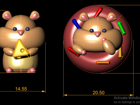 Cute Hamster Toy Set Kawaii 3D Character Models 3D Print Model