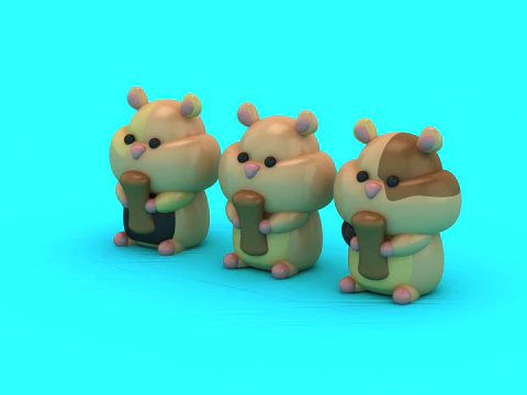 Linda estatuilla de h&aacute;mster gordito Adorable juguete imprimible en 3D de dibujos animados Modelo de impresión 3D