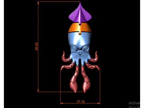 Articulated Squid Toy Cute Mechanical Sea Creature 3D Printable Model 3D Print Model