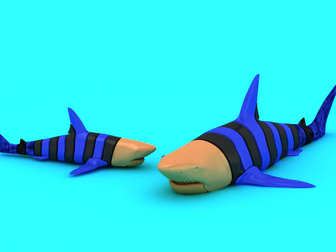 Articulated Shark Toy Cute Mechanical Sea Creature 3D Printable Model 3D Print Model