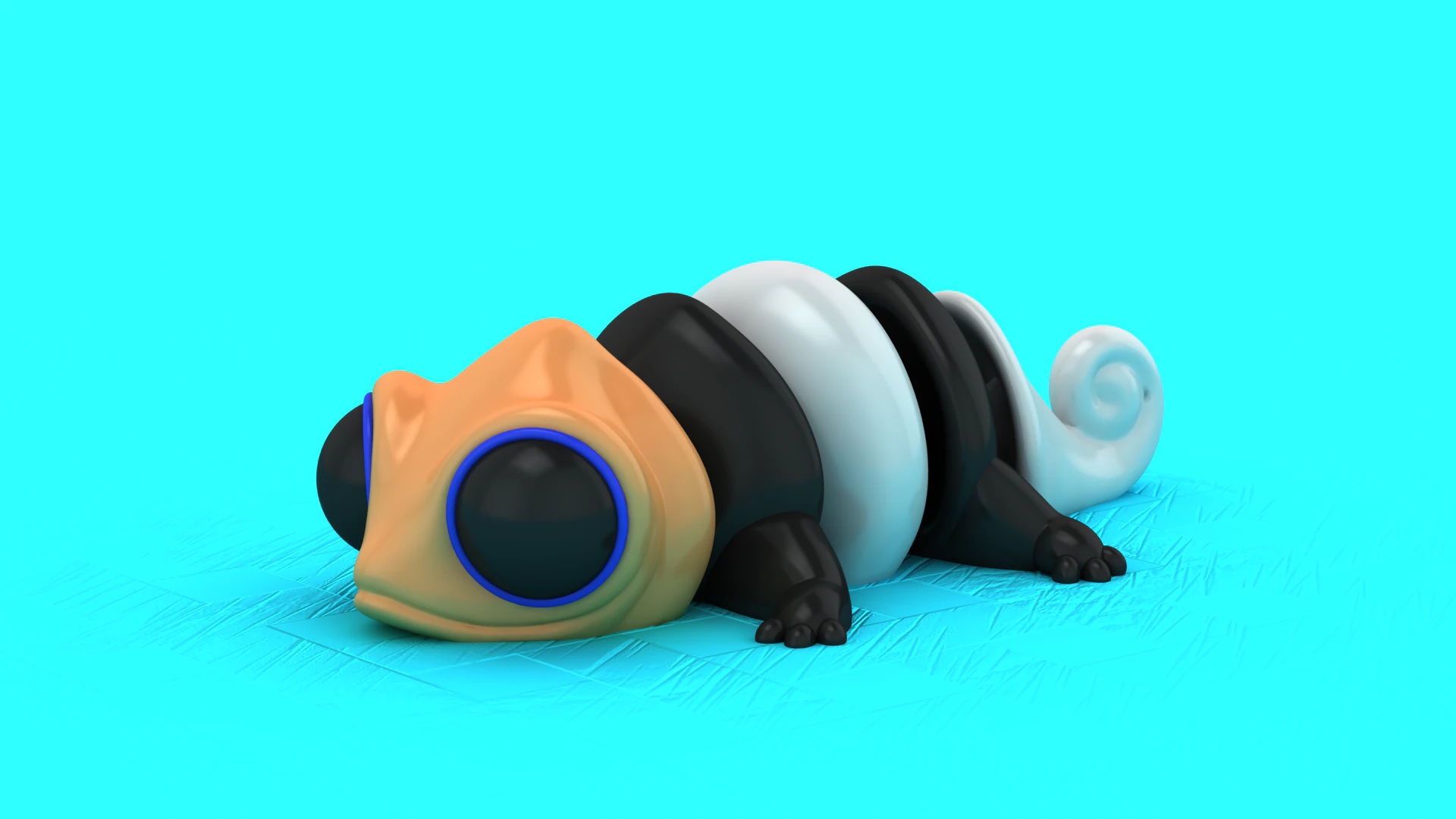 Cute Chameleon Toy Cartoon Reptile 3D Printable Figurine 3D Print Model .c4d .max .obj .3ds .fbx .stl .blend 