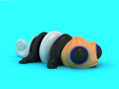 Cute Chameleon Toy Cartoon Reptile 3D Printable Figurine 3D Print Model