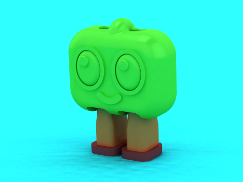 Mignon, Pommier, Caract&egrave;re, Jouet, Stylis&eacute;, Dessin Anim&eacute; Modèles 3D en vedette