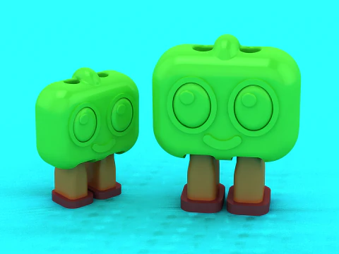 Cute Apple Tree Character Toy Stylized Cartoon 3D Print Model