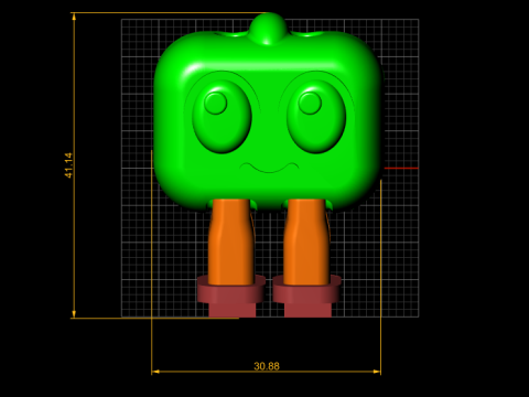 Niedliches Apfelbaum-Charakter-Spielzeug im stilisierten Cartoon 3D Druckmodell