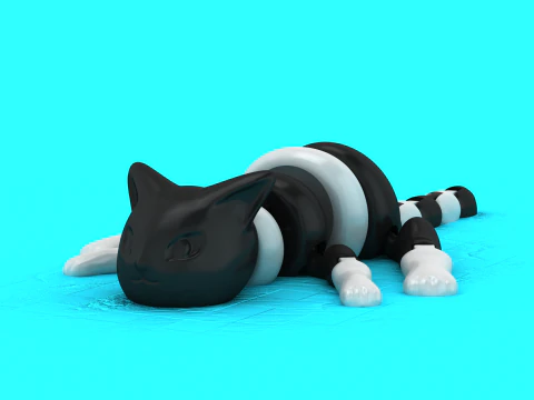 Sleepy Cat Duo Cute Stylized 3D Printable Cat Figurines 3D Print Model