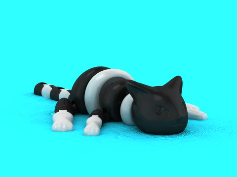 Sleepy Cat Duo Cute Stylized 3D Printable Cat Figurines 3D Print Model