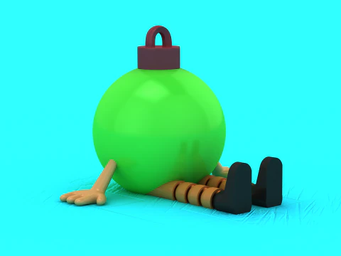 Cute Christmas Ornament Character Sitting Bauble Toy 3D Print Model