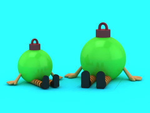 Cute Christmas Ornament Character Sitting Bauble Toy 3D Print Model