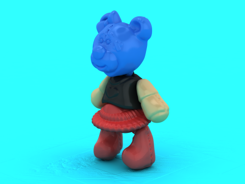 Mavi Sakızlı Ayı Balerin Tasarımcı Oyuncak Sevimli Stilize Koleksiyonluk 3D Baskı Modeli