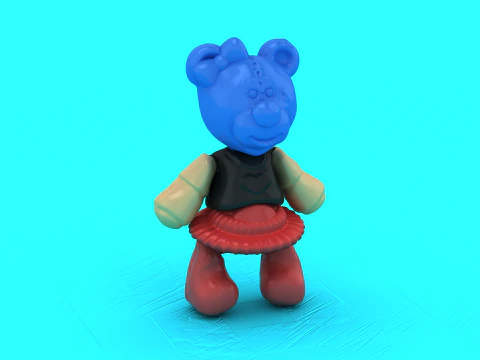 Blue Gummy Bear Ballerina Designer Toy Cute Stylized Collectible 3D Print Model