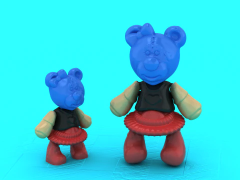 Blue Gummy Bear Ballerina Designer Toy Cute Stylized Collectible 3D Print Model