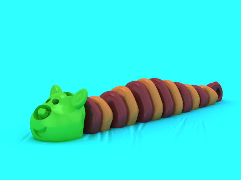 Personagem de verme segmentado colorido de brinquedo fofo de lagarta Modelo de Impressão 3D
