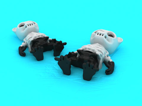 Title Cute Skeleton Kitty Toy Funny Cat Skull Character 3D Print Model