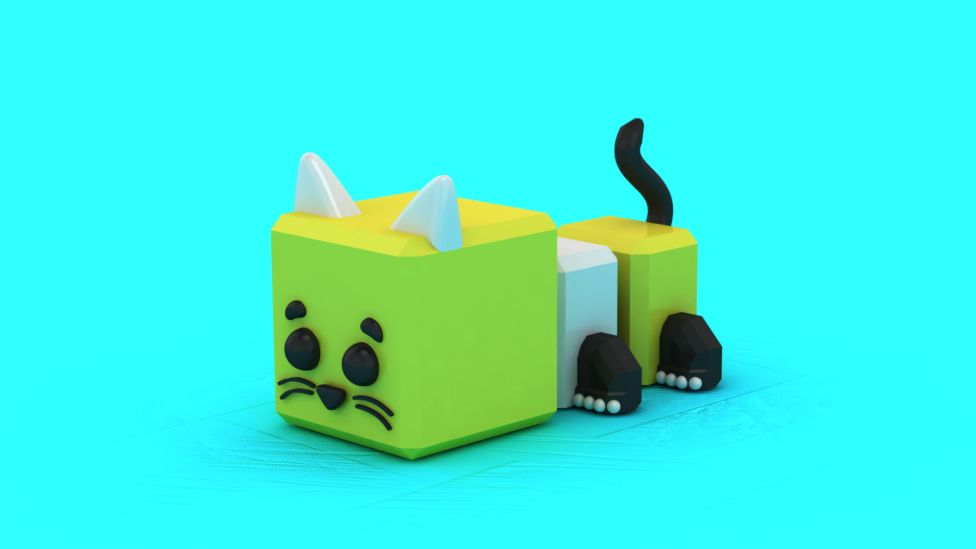 Model Title Cute Cube Kitty Toy Low Poly Stylized Cat 3D Print Model .c4d .max .obj .3ds .fbx .stl .blend 