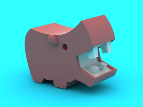 Cute Hippo Cartoon Toy 3D Printable Character Model 3D Print Model