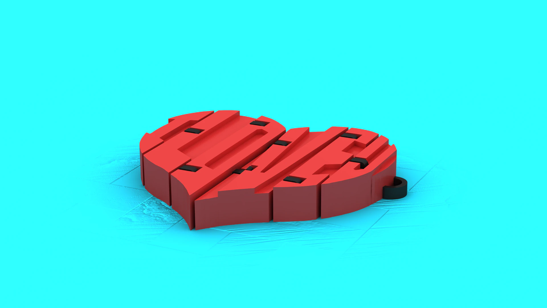 LOVE Heart Keychain Stylized 3D Text Pendan 3D Print Model .c4d .max .obj .3ds .fbx .stl .blend 