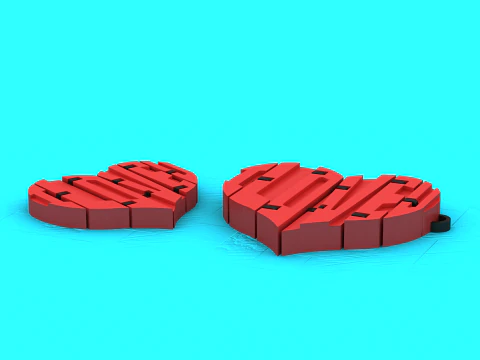LOVE Heart Keychain Stylized 3D Text Pendan 3D Print Model