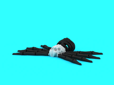 Title Stylized Skeleton Hand with Skull Creepy 3D Horror Prop 3D Print Model