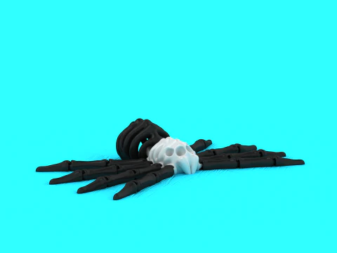 Title Stylized Skeleton Hand with Skull Creepy 3D Horror Prop 3D Print Model