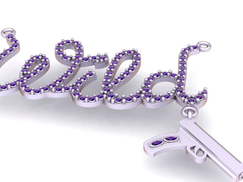 Pingente de nome de script com mini charme modelo de joias 3D Modelo de Impressão 3D