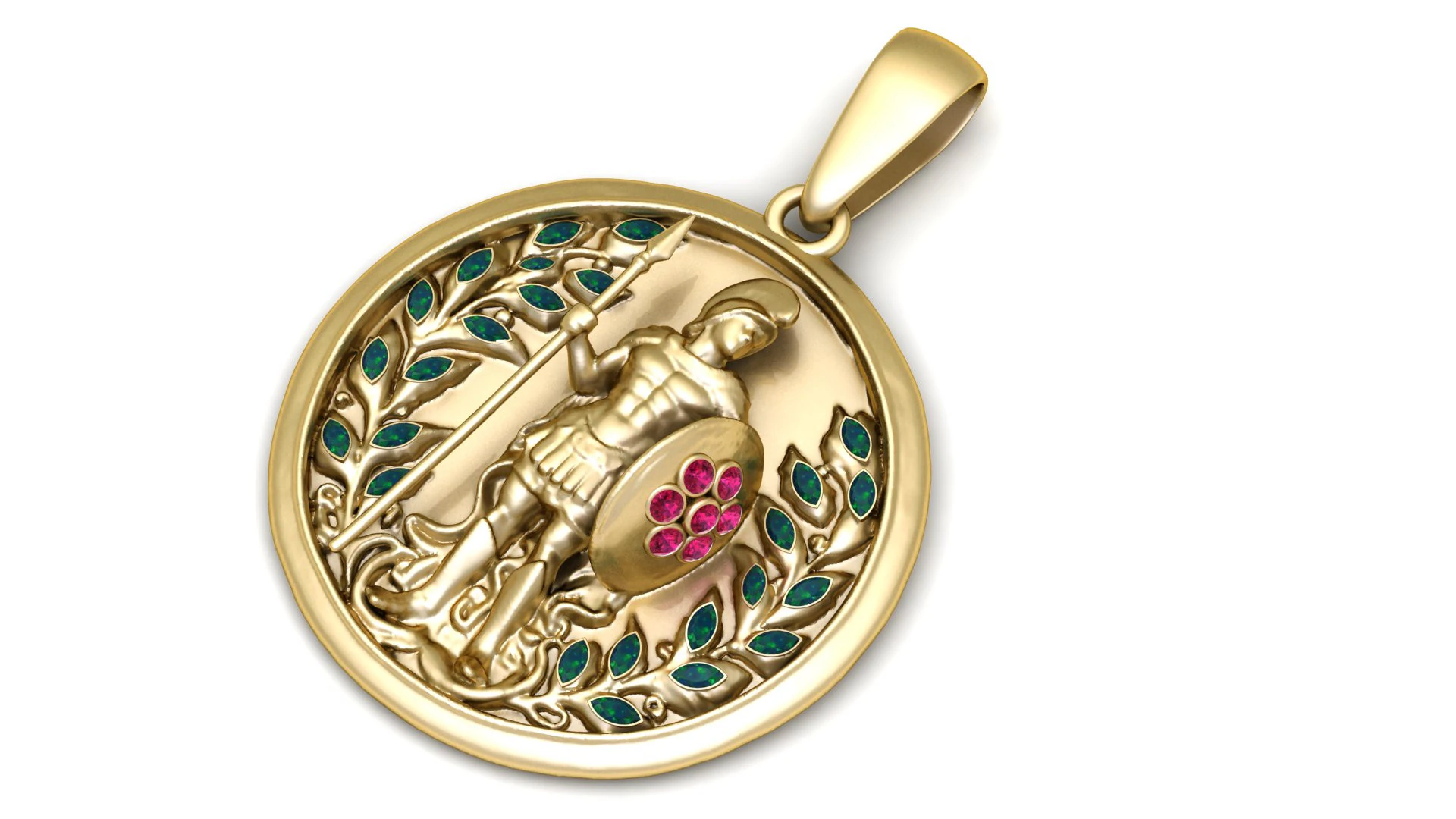Roman Gladiator Laurel Medallion Pendant 3D Printable Jewelry Model 3D Print Model .c4d .max .obj .3ds .fbx .stl .blend 