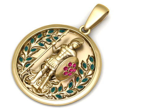 Roman Gladiator Laurel Medallion Pendant 3D Printable Jewelry Model 3D Print Model