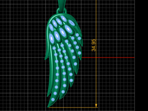 T&iacute;tulo del modelo Colgante de ala de &aacute;ngel con engaste de piedra Pav Modelo de joyer&iacute;a imprimible en 3D Modelo de impresión 3D