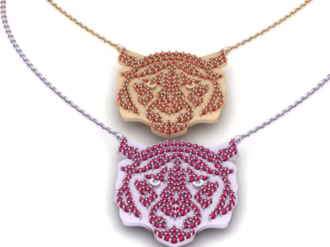 Tiger Head Necklace Pendant 3D Printable Jewelry Model Description 3D Print Model