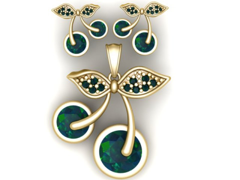 Тривимірна ювелірна модель елегантних вишневих сережок-підвісок 3D Принт Модель