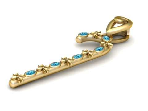 Slim Stone-Set Drop Pendant 3D Printable Jewelry Model 3D Print Model